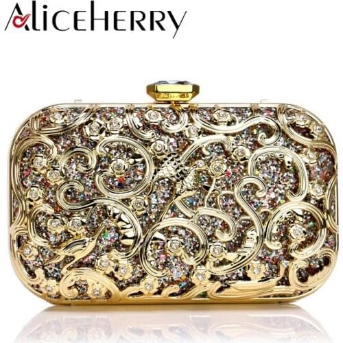 Luxury Handbags Womens Metal Wedding Evening Bag Designer Clutch handbag Bridal Party Purse Makeup Bag
