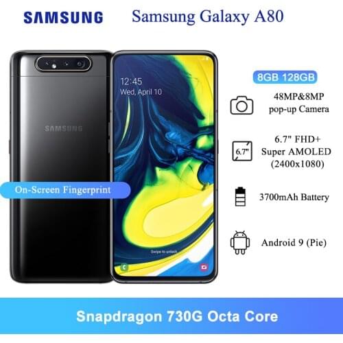 Samsung Galaxy A80 4G Mobile Phones 6.7" 48MP Camera Snapdragon 730G Octa-core 3700mAh 8GB RAM Android Mobile Phone