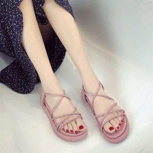 New Fashion Women Sandals Low Heel Lace Up sandal Back Strap Summer Shoes Gladiator Casual Sandal Narrow Band zapatos mujer Shoe