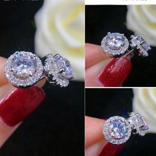 Trendy Lab Diamond cz Stud Earring Real 925 Sterling Silver Party Wedding Earrings for Women men Engagement Jewelry Best Gift