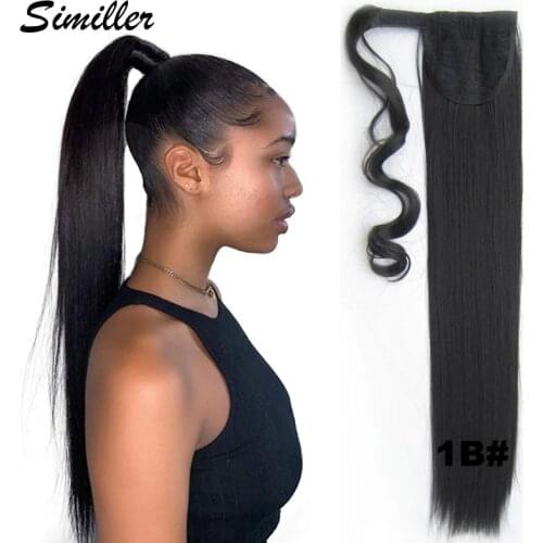 Similler Clip in Ponytail Extension Wrap Around Long Straight Pony Tail Hair 22 Inch Synthetic Hairpiece