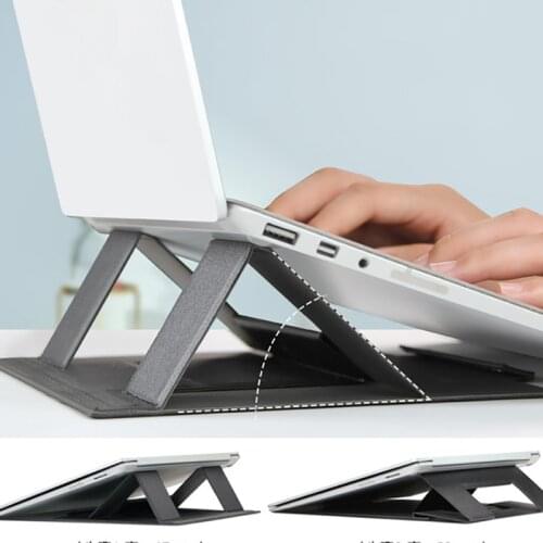 PU Leather Foldable Laptop Stand Bracket Adjustable Tablet Protable Ultra Thin Ergonomic Stands for Ipad Macbook Laptop