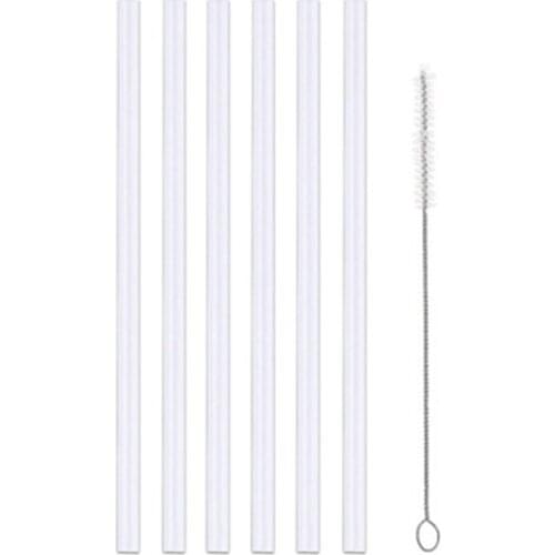 Replacement 6x Straws +1x Cleaning Brush Set for Hydro Flask Wide Mouth Bottle High Quality durable plastic Straw Reusable Drink