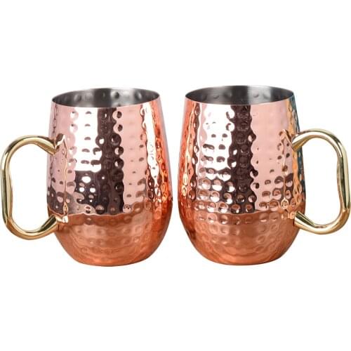 QUEENBAR Hammer Point Martini Cup Set Of 2 Stainless Steel Cocktail Beer Glass Cup Tumbler Cup Gold Handle Mugs For Bar Tools