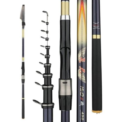 Telescopic Carbon Fishing Rod 4.5m 5.4m 6.3m Ultralight Rock Fishing Rod Travel Spinning Fishing Rod Throwing Surfcasting Pole