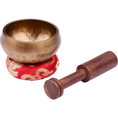 Ammoon Tibetan Singing Bowl Set with 8.5cm/3.3inch Handmade Metal Sound Bowl Wooden for Meditation Sound Healing