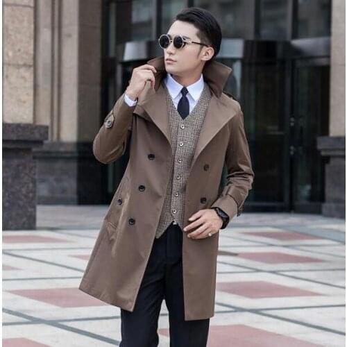 2020 spring mens trench coats man long coat men double breasted clothes slim fit overcoat men european business big size S - 9XL