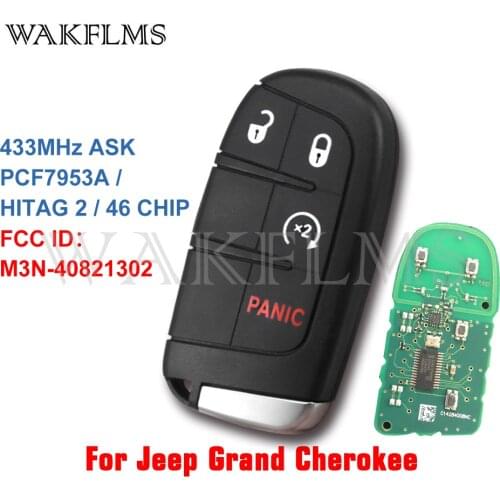 M3N-40821302 Smart Remote Car Key Fob 4 Buttons 433MHz PCF7953A ID46 For 2014 2015 2016 2017 2018 2019 Jeep Grand Cherokee