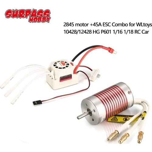SURPASSHOBBY Platinum Waterproof Series 2845 4370KV 3930KV 3800KV 3100KV 4 Poles Senseless Brushless Motor 45A ESC for Wltoys