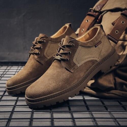 Yomior Vintage British Summer Autumn Men Casual Dress Shoes High Quality Cow Leather Ankle Boots Tooling Desert Military Boots