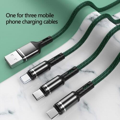 3 in 1 Charging Cable For iPhone Android Type-c Mobile Phone Multi-function USB One Dragging Three Data Cable phone accessories