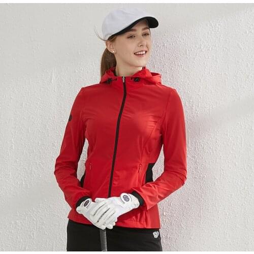 Golf Womens Long-sleeved Spring And Summer Sun Protection Jacket Sports Leisure Slim Stand Coat With Hat