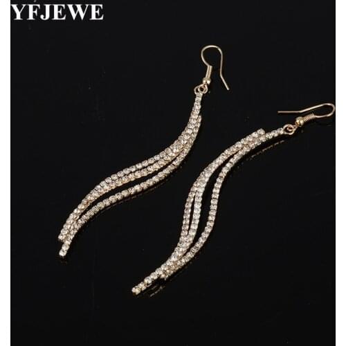 YFJEWE Fashion crystal long drop earrings for women jewelry women earring wedding Accessories Christmas gifts #E089