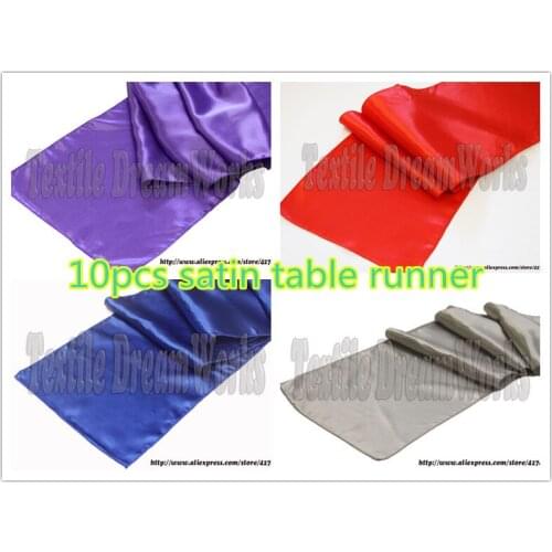 10pcs 12"x108" Satin Table Runner Cloth Fabric Sashes Wedding Decoration/Party Decoration/ Wedding Party Supply Adornment Colors