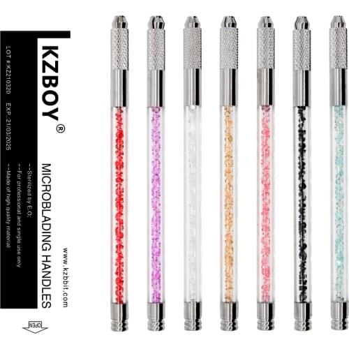 10PCS Disposable Microblading Tattoo Pen with Rhinestone for Eyebrow Microblading Blades