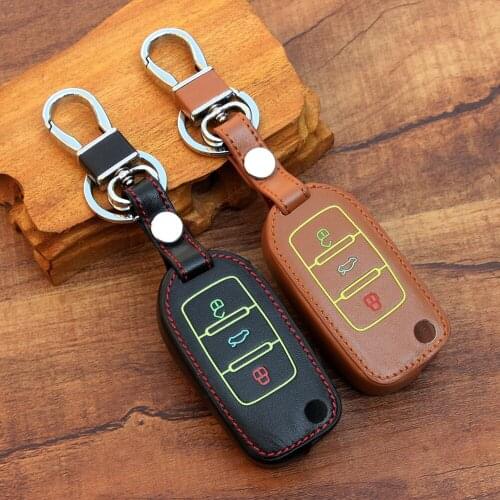3 Buttons Leather Car Key Cover Case For VW Golf 4 5 6 7 Bora Jetta POLO MK4 MK6 Bora Passat B5 B6 Superb Tiguan Beetle