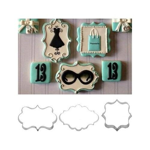 3pcs/set European Blessing Wishes Wedding Frame Metal Cookie Cutters Biscuits Stainless Steel Tools Kitchen Baking Mould