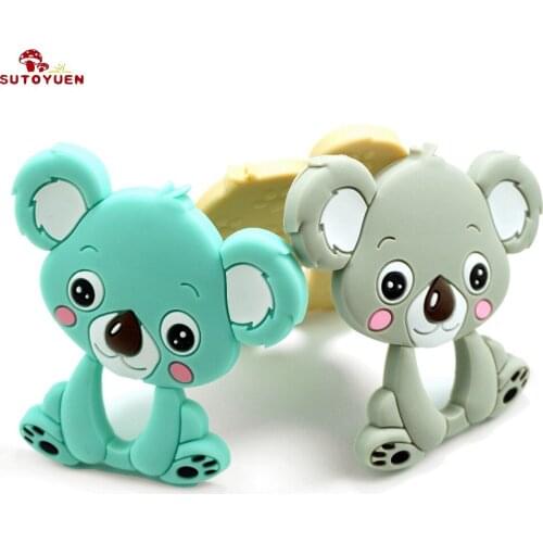 3pcs SUTOYUEN Koala Silicone Necklace Pendant Bear BPA Free Chewable Silicone Teething Chew Toy For Baby DIY Jewelry Accessories