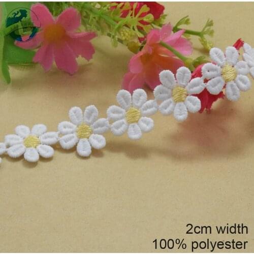 5yards 2cm white polyester embroidery lace french lace ribbon fabric guipure diy trims warp knitting sewing Accessories#3742