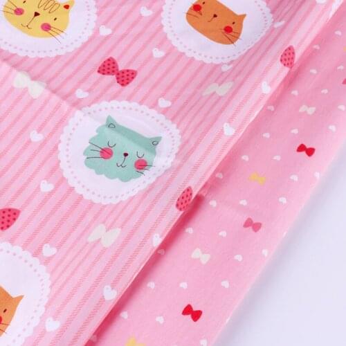 50*40cm 100% Cotton Patchwork Fabric Costura Tissu Pink Cat&Bow Tecido DIY Tissue Packs Sewing Series Handmade Decorative Cloth