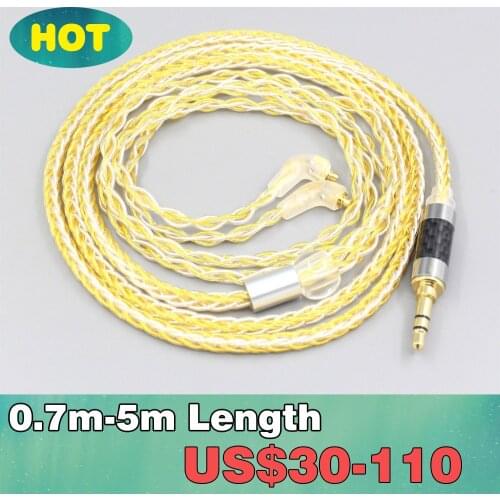 8 Core Silver Gold Plated Braided Earphone Cable For Etymotic ER4SR ER4XR ER3XR ER3SE ER2XR ER2SE LN007286