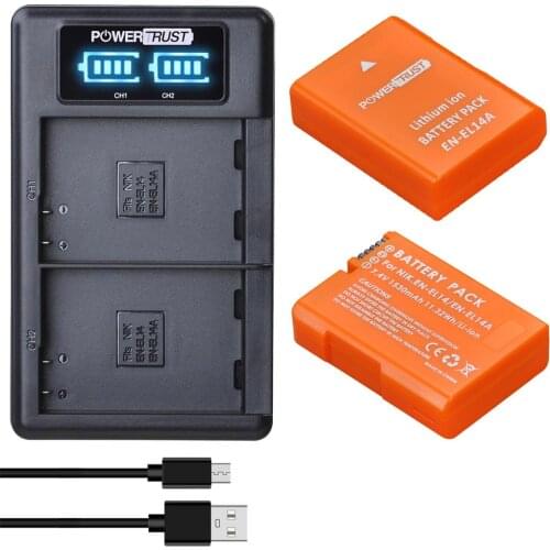EN-EL14 1530mAh EN-EL14a EN EL14 Battery + Charger for Nikon Coolpix P7000 P7100 P7700 P7800 D3100 D3200 DF, with Storage Box