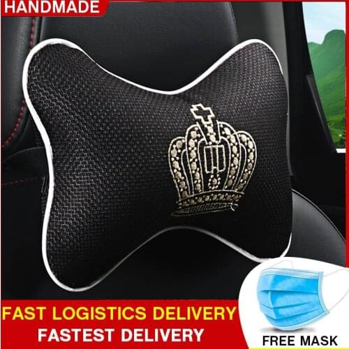 Automotive Headrest Car Back Cushion Pillow Color Linen Crown Neck Support Pillow Lumbar Support Pillow Four Seasons Universal