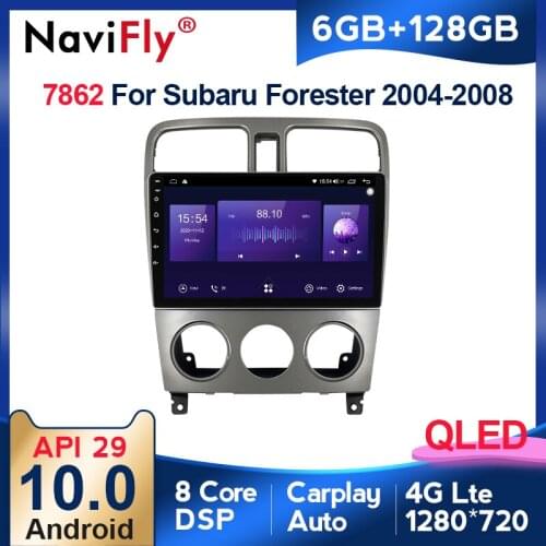NaviFly 7862 QLED 1280*720 6GB+128GB Carplay DSP 4G Android 10 Car Radio Multimedia Player For Subaru Forester SG 2002 - 2008