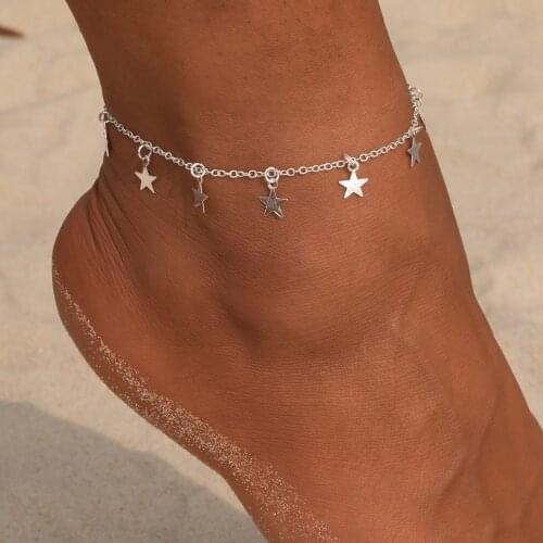 Star Anklets For Women Fashion Gold Chain Charm Ankle Bracelet Female Foot Jewelry