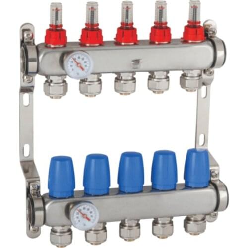 DN25 household Water Distribution Manifold for Underfloor Heating System stainless steel floor heating manifold for 1/2 pex
