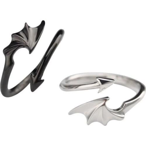 Ins Angel Devil Wings Men and Women Trendy Black and White Wings Couple Matching Rings Couple Christmas Valentines Day Gift