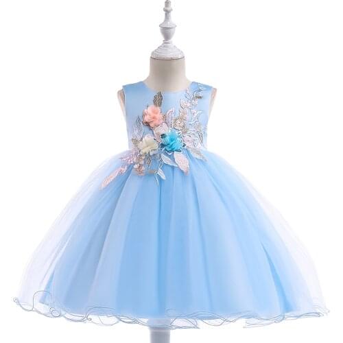 2021 Kids Girl Lace Birthday Party Dresses Elegant Appliques Flower Girl Princess Dress Summer Girl Dress 3 10 Years