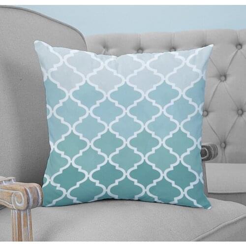 Geometric Blue Green Gradient Turquoise Printed Throw Pillow Case Plush fabric Pillowcase Home Decorative Pillow Hot