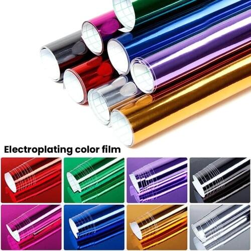 8 colors Chrome Mirror flexible Vinyl Film Wrap Sheet Roll Film Decal Stretchable Reflective Super Gloss Car Sticker Decal Sheet