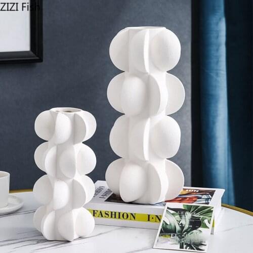 Simplicity Spiral Structure Ceramic Vase Flower Pots Decorative Flower Arrangement White Porcelain Vase Nordic Home Decor Modern