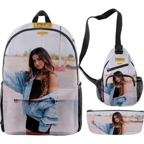 Addison rae merch 3D Backpack Set 3 Pieces Lightweight School Bag 3D Printed Chest Bag Pencil Case