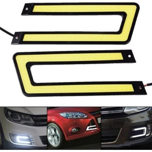 Fashion 2Pcs Car Auto COB Leds Daytime Running Light Waterproof Fog U Shape Universal