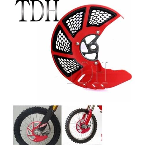 Motorcycle Red X-Brake Vented Front Brake Disc Guard Cover Caliper Protector Dirt Bike For HONDA CR125R CRF 250R 250X 450R 450X