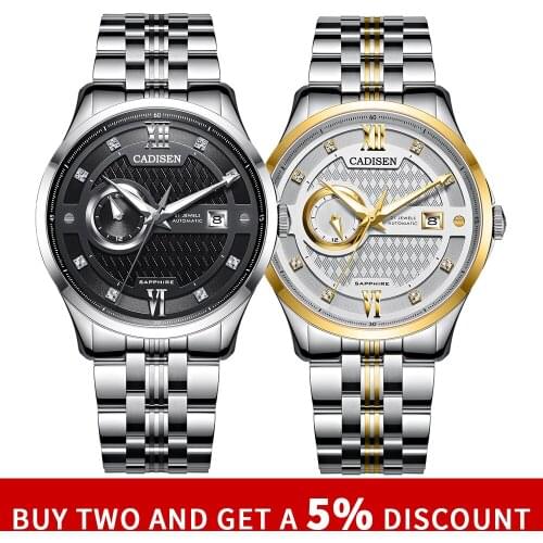 CADISEN C8123 Mechanical Watches Men MIYOTA-8217 Movt Automatic Men`s Watch 316L Sapphire Glass 5ATM Wrist Watch 21 JEWELS Clock
