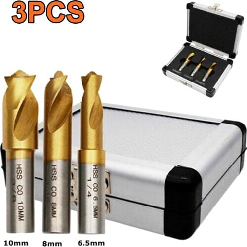 3Pcs Cobalt Titanium Coating Bit Set Welding Spot-Welders Drill Bit Kit with Aluminum Case