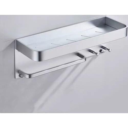 WZLY Bathroom Shelves Silver Aluminum Wall Mounted Black Kitchen Towel Rack Cup Holder Storage Racks Shampoo Holder Hardware