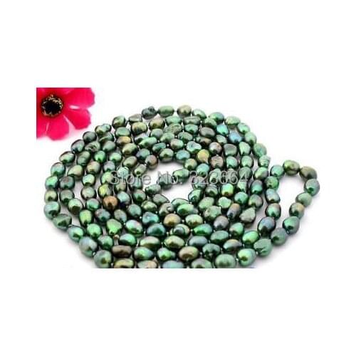 70" 13mm nature green baroque freshwater pearl necklace