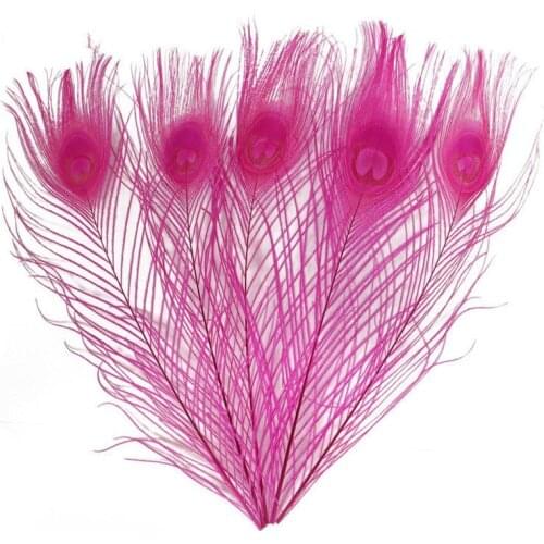 10Pcs/lot Dyed Rose Peacock Feathers for Crafts 25-30CM 10-12inch Peacock Feathers for Jewelry Making Decorative Plumas Plumes