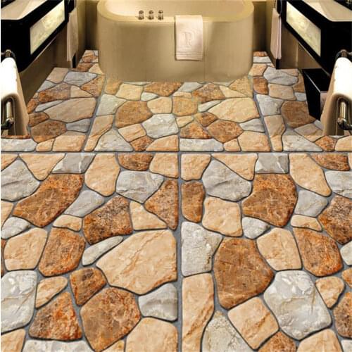 Custom photo 3d flooring kitchen vinyl wallpaper Three-dimensional pebbles 3d floor tiles