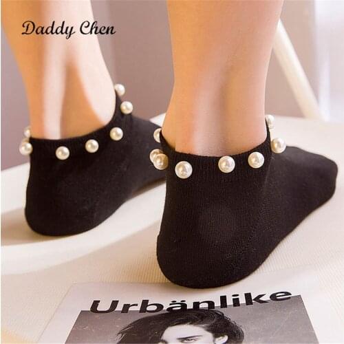 Lovely Women Socks Cotton Candy Color Imitation Pearl Womens Socks Casual Ladies Girls Short female Sock Sox Hosiery 9 Colors