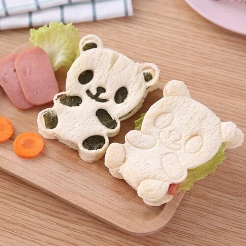 Cartoon panda rice ball mold 4pcs Kitchen Mould home DIY Sushi Maker Tool Lunch Bento Accessories 3D baking mold