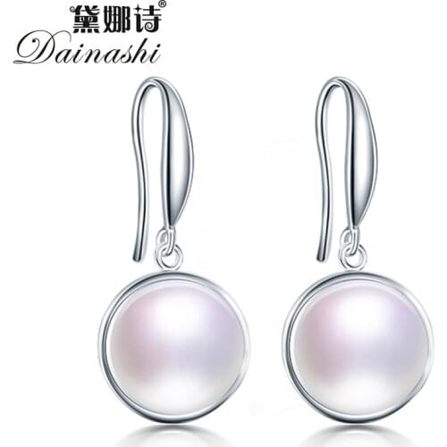 Dainashi 100% Genuine Natural Freshwater 10-11 mm Pearl Earrings Fashion Hot Sale 925 Sterling Silver Drop Earrings for Women