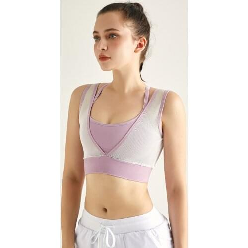 Sports Bras Hollow Out Mesh Yoga Padded High Impact Shockproof Fitness Bra Cross Back Gym Crop Tops Fitness Quick-Dry Sexy Bras
