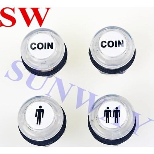 24mm/28mm Arcade LED Illuminated Light Start Player Push Button 1P + 2P + Arcade LED Coin Buttons For PC Controller Game