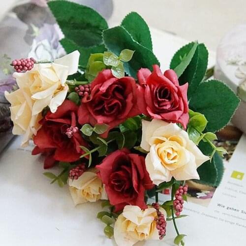 Party Decoration Vintage Silk Artificial Flowers Small Rose Wedding Fake Flowers Festival Supplies Home Decor Bouquet
